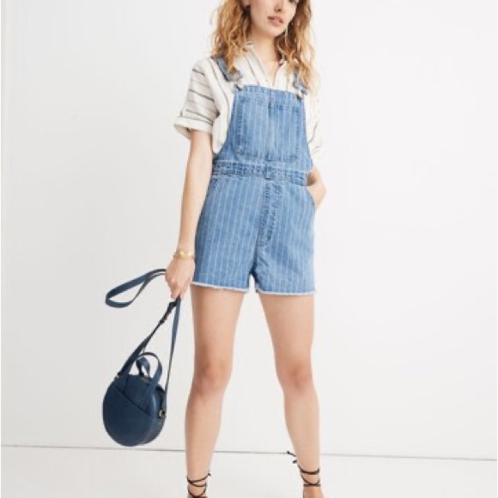 Madewell Pinyon Denim Pinstripe Overalls